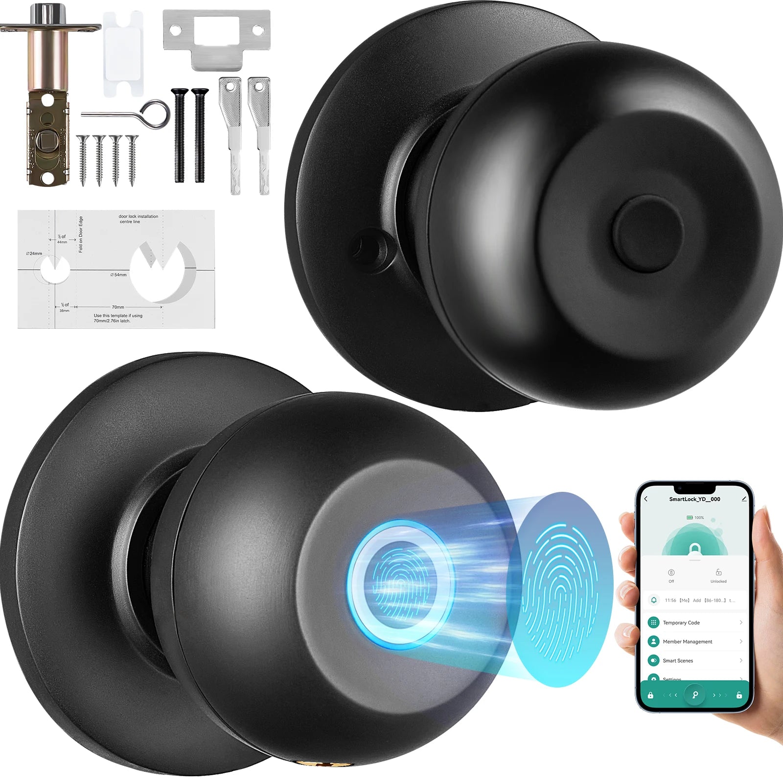 Smart Biometric Door Knob Lock with APP - Innohive
