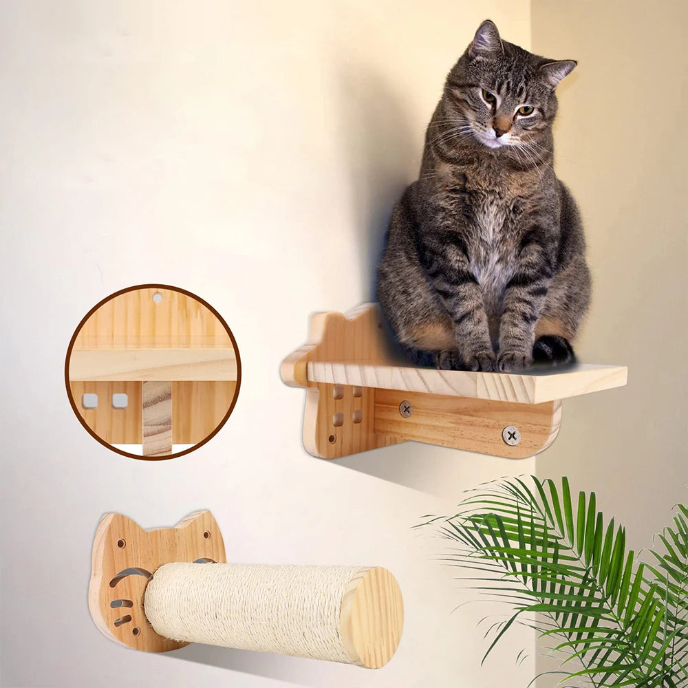 Wall Mounted Cat Climbing Shelf With Sisal - Innohive
