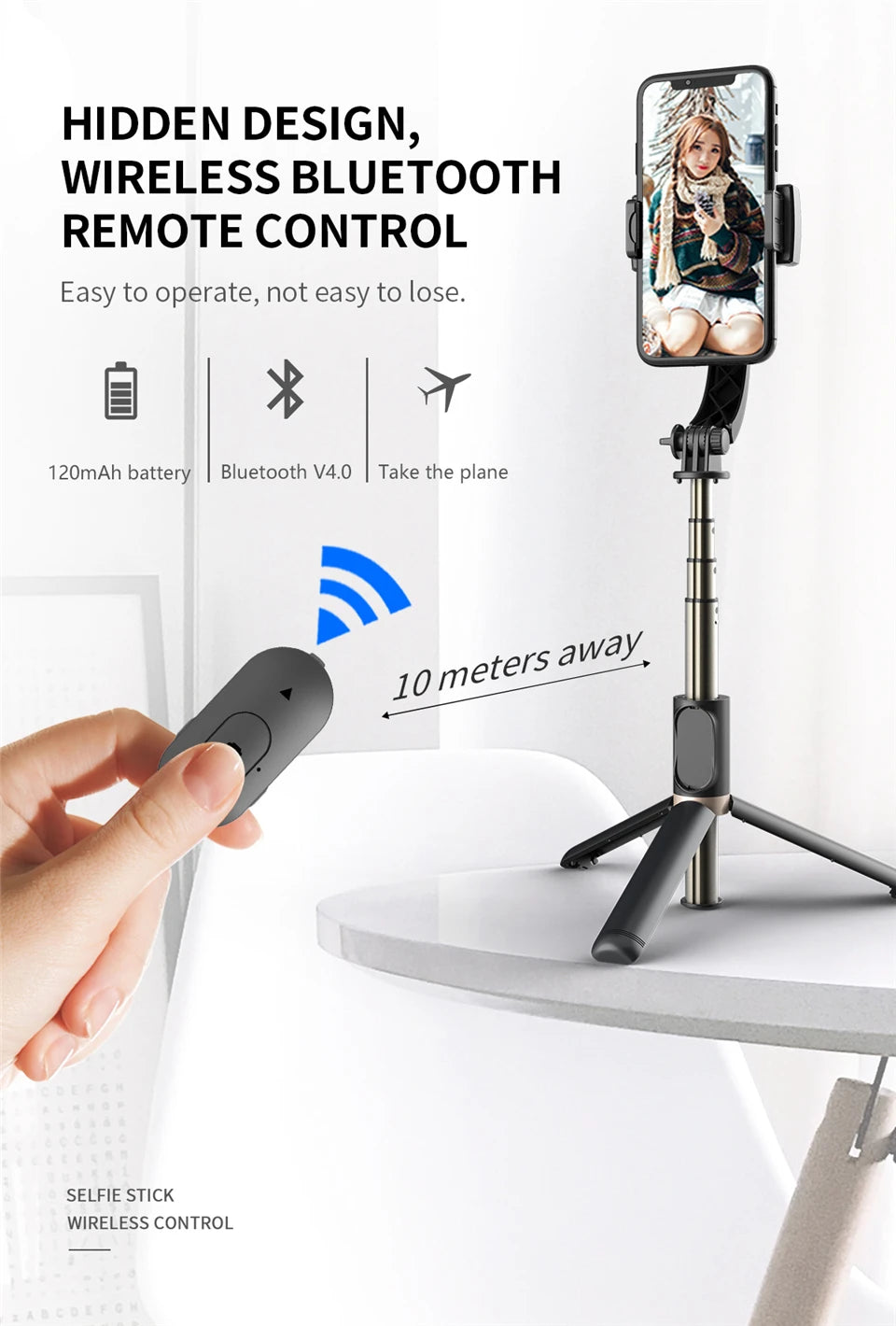 Gimbal Stabilizer Selfie Stick Tripod - Innohive