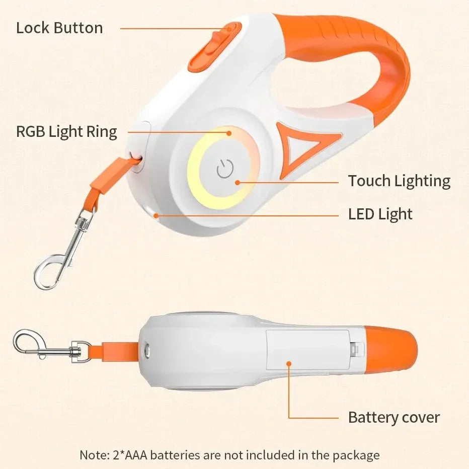 LED Retractable Dog Leash with Light - Innohive