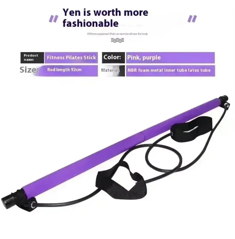 Portable Yoga Pilates Bar Stick with Resistance Band - Innohive