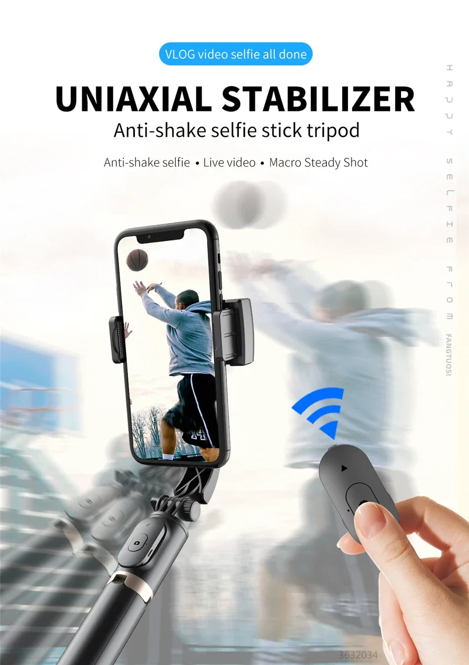 Gimbal Stabilizer Selfie Stick Tripod - Innohive