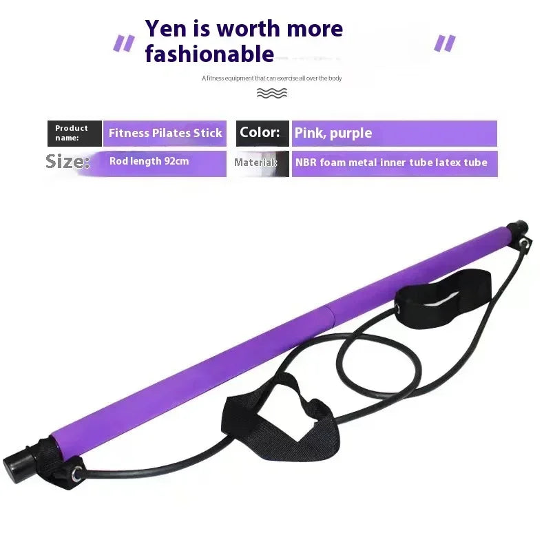 Portable Yoga Pilates Bar Stick with Resistance Band - Innohive