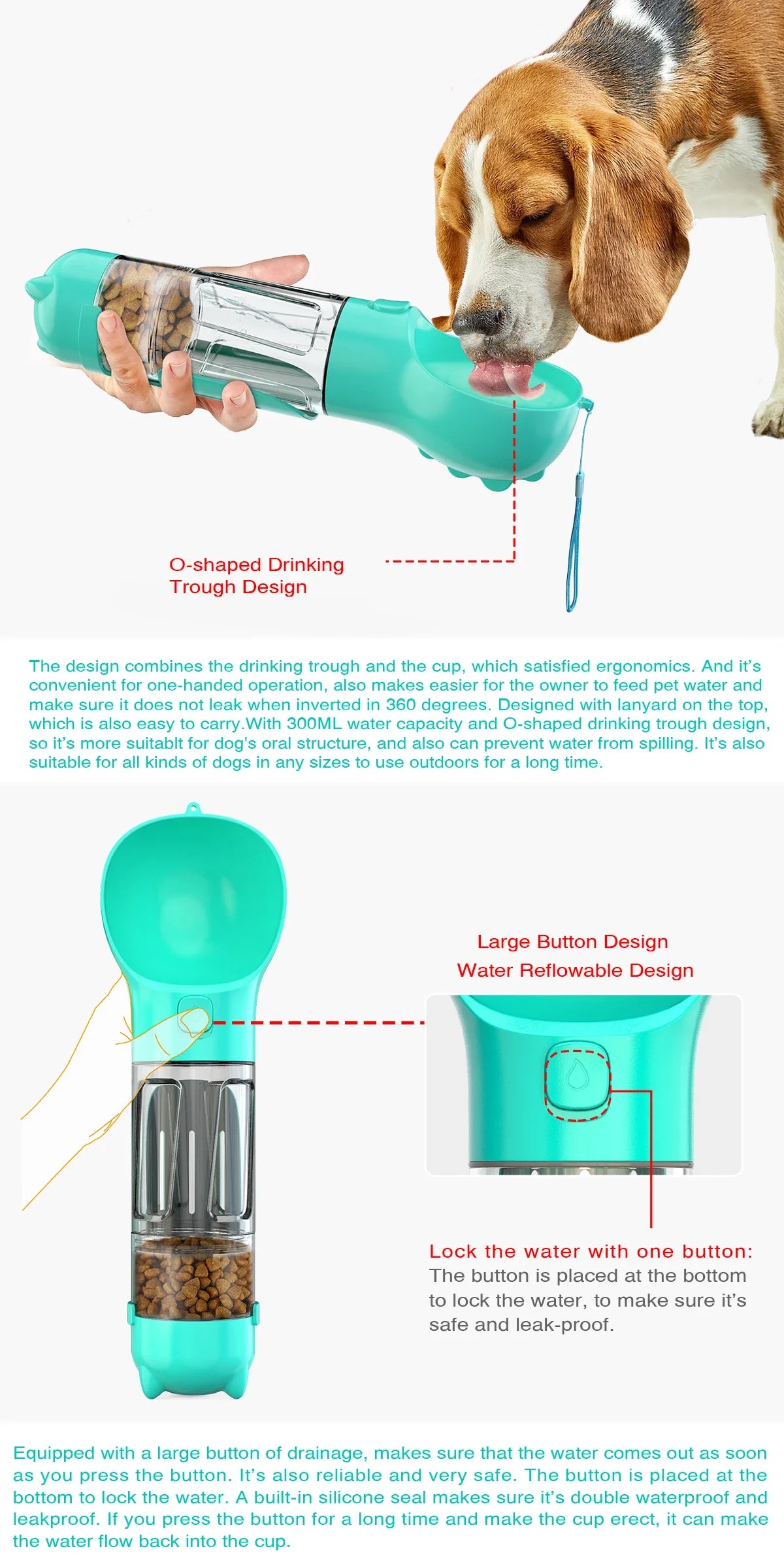 Portable 3 in 1 Water Bottle & Food Feeder - Innohive