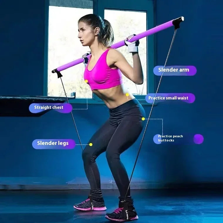 Portable Yoga Pilates Bar Stick with Resistance Band - Innohive